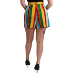 Dolce & Gabbana Multicolor Riga Pittorica Mini Shorts SKI1450-42