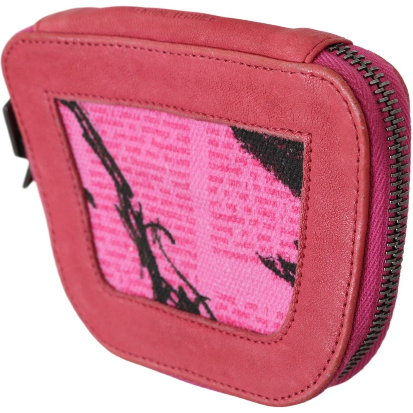 PINKO Pink Suede Printed Coin Holder Women Fabric Zippered Purse VAS9138