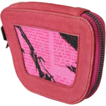 PINKO Pink Suede Printed Coin Holder Women Fabric Zippered Purse VAS9138