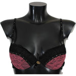 Roberto Cavalli Black Pink Lace Push Up Bra Underwear BIK735-IT1