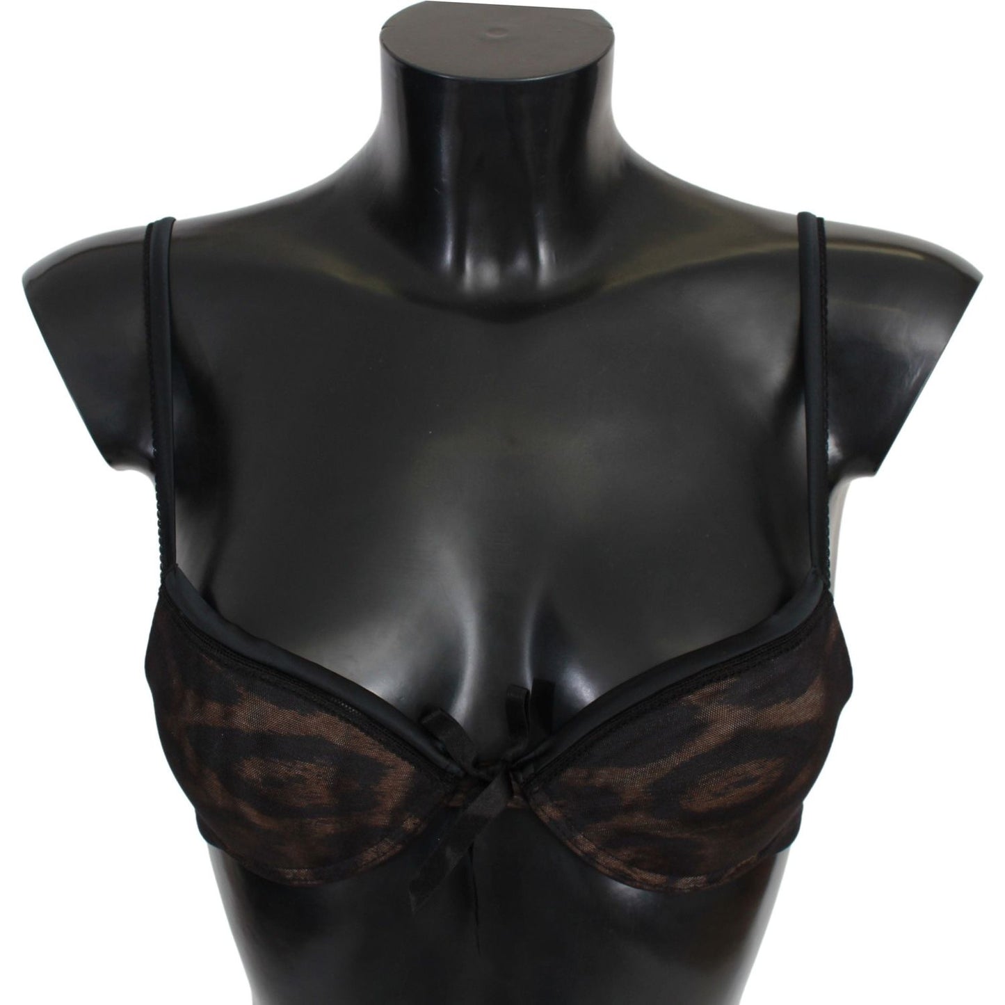 Roberto Cavalli Black Leopard Nylon Push Up Bra Underwear BIK772-It1