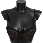 Roberto Cavalli Black Leopard Nylon Push Up Bra Underwear BIK772-It1