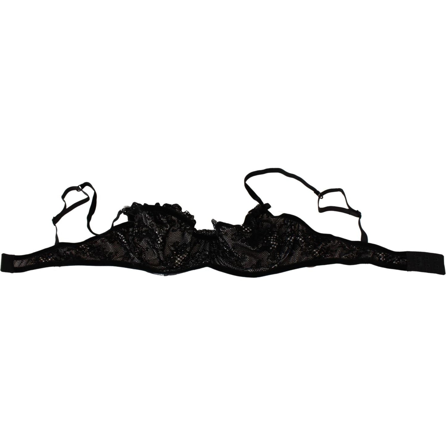 Ermanno Scervino Black Mesh Balconcino Bra Nylon Underwear BIK791-iT2