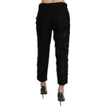 Dolce & Gabbana Black Lace Straight Cropped High Waist Pants PAN71061-42