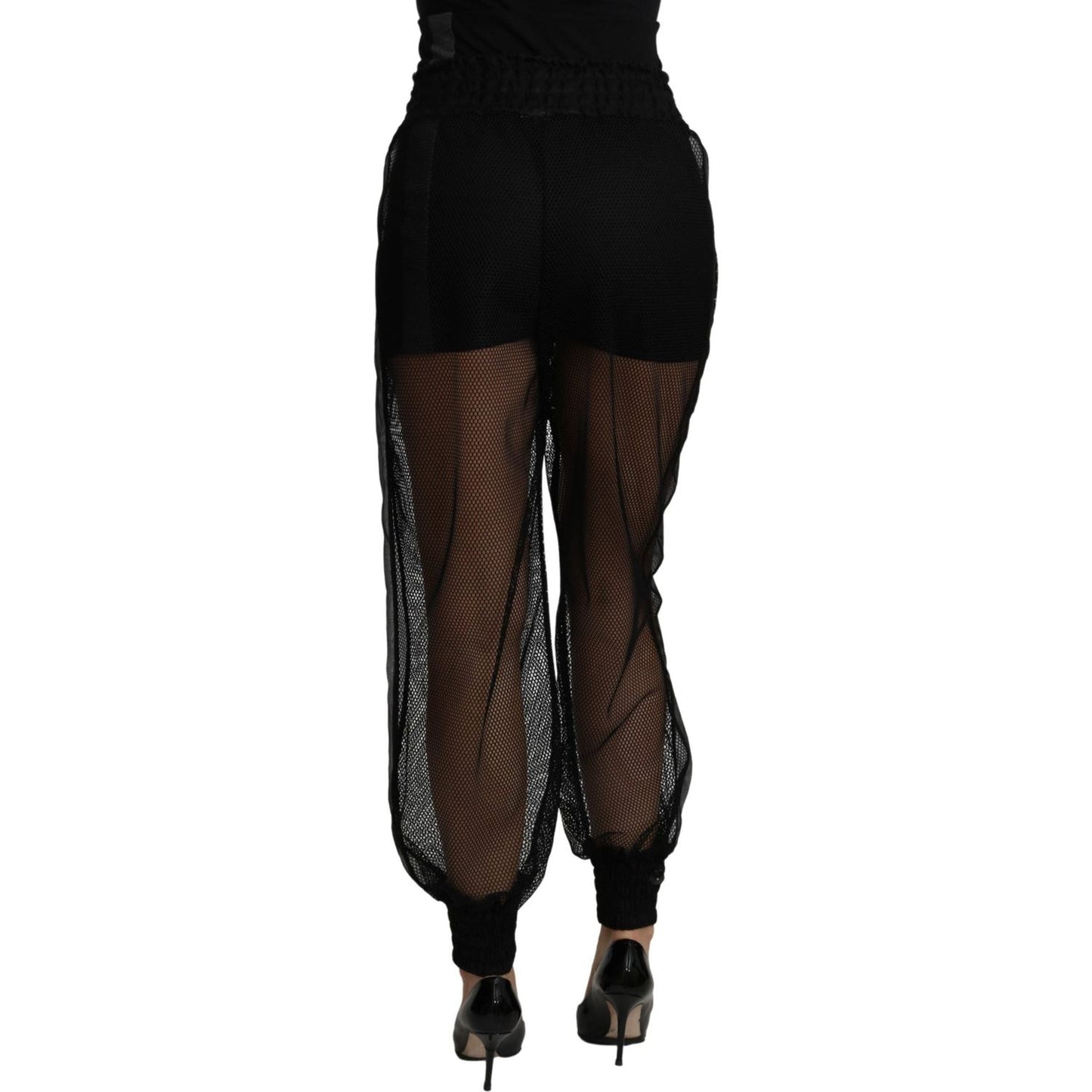Dolce & Gabbana Black See Through Jogger Polyester Pants PAN71100-36
