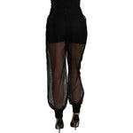 Dolce & Gabbana Black See Through Jogger Polyester Pants PAN71100-36
