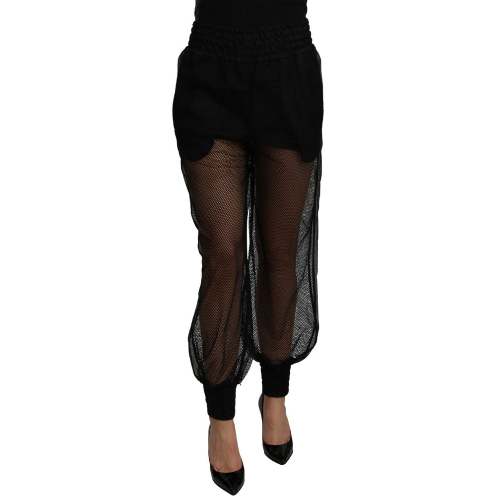 Dolce & Gabbana Black See Through Jogger Polyester Pants PAN71100-36