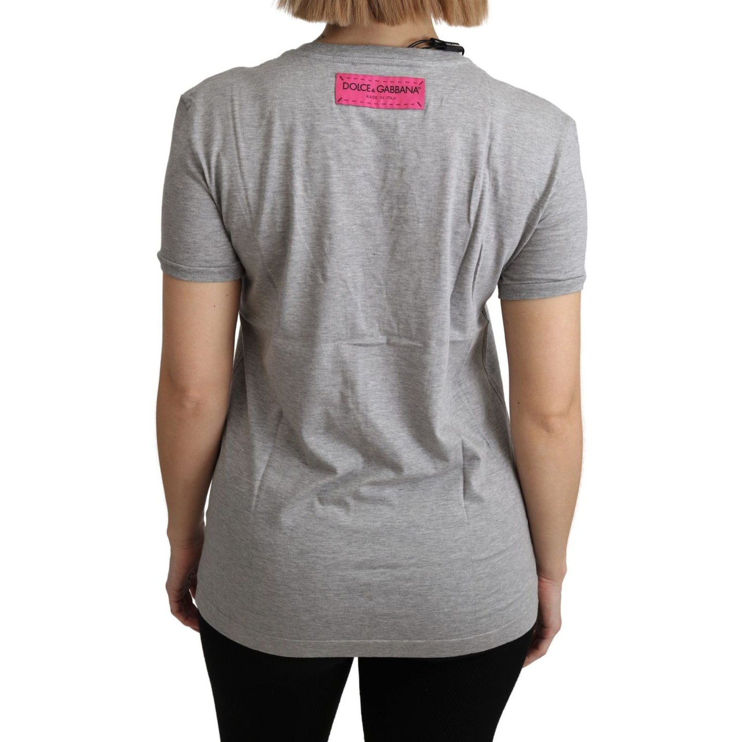 Dolce & Gabbana Gray Cotton Amore e Bellezza Top T-shirt TSH5154-36