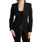 Dolce & Gabbana Black Brocade Single Breasted Blazer Jacket KOS1794-36