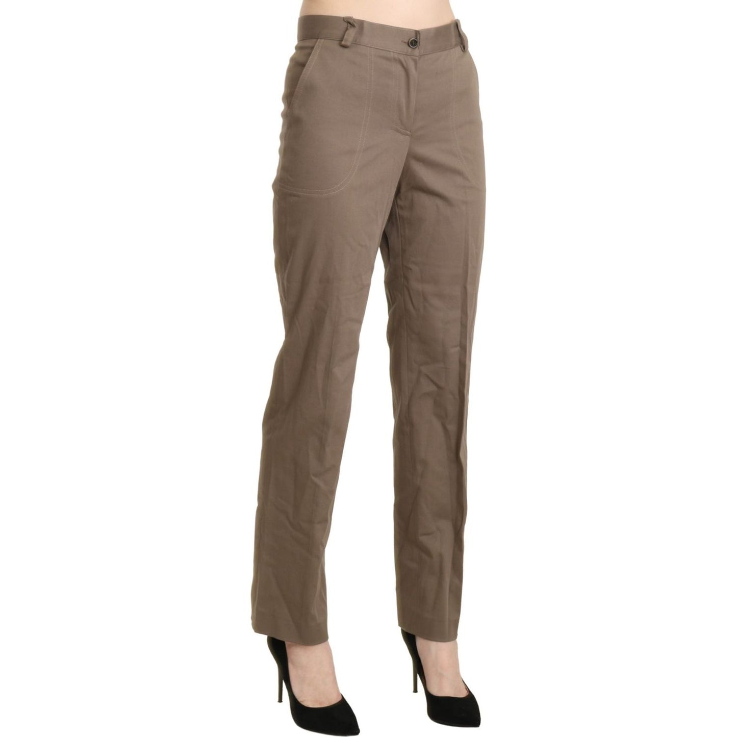 BENCIVENGA Brown High Waist Straight Dress Trouser Pants PAN71342-42