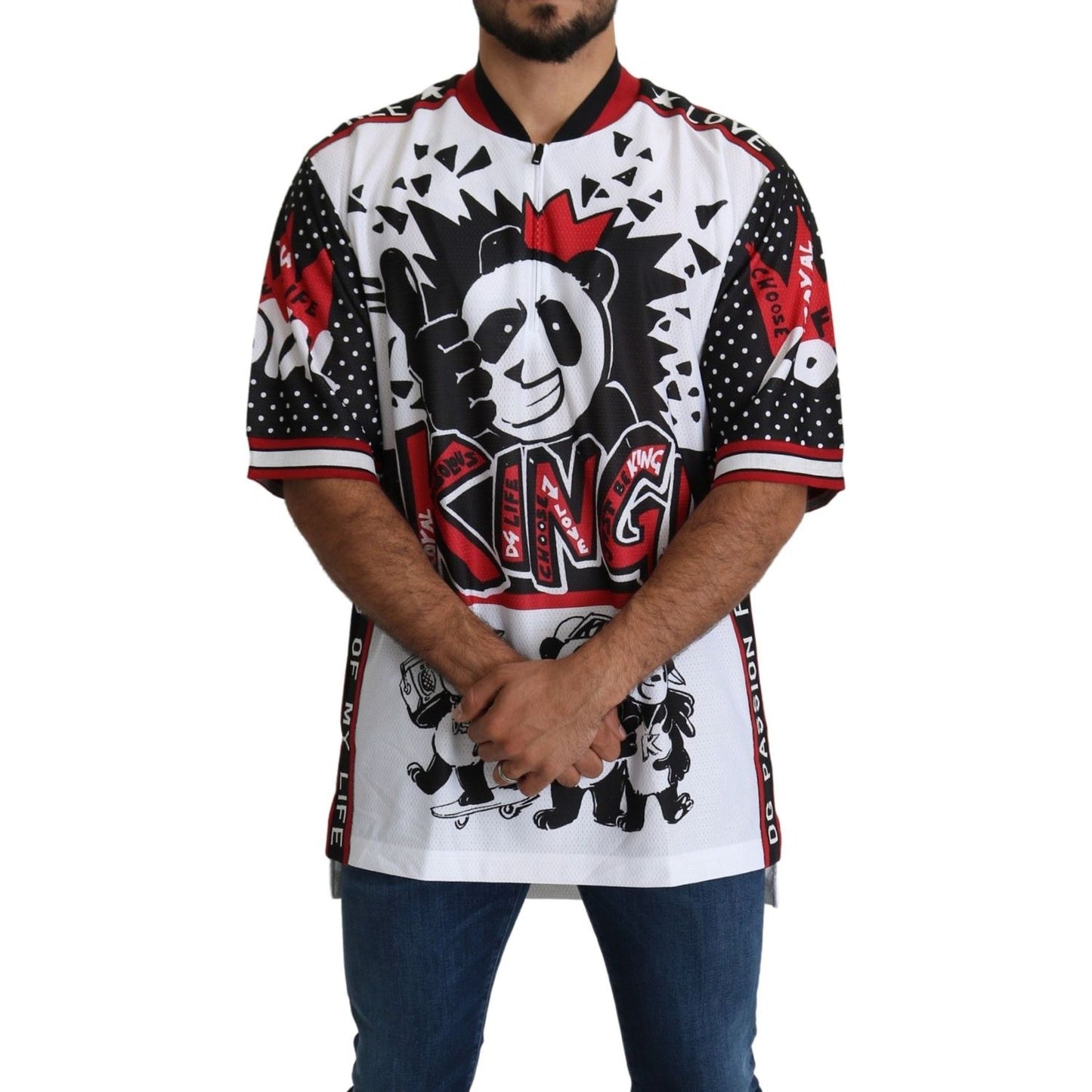 Dolce & Gabbana White King Panda Top Polyester Mens T-shirt TSH5183-46