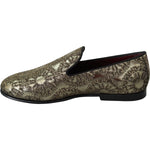 Dolce & Gabbana Gold Jacquard Flats Mens Loafers Shoes MV3488-39