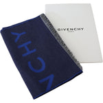 Givenchy Blue Wool Unisex Winter Warm Scarf Wrap Shawl MS1844
