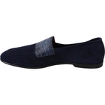 Dolce & Gabbana Blue Suede Caiman Loafers Slippers Shoes MV3705-39.5