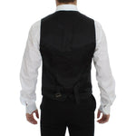 Dolce & Gabbana Elegant Brown Black Wool Blend Dress Vest Dolce & Gabbana Black