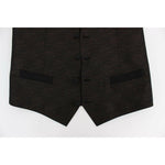 Dolce & Gabbana Elegant Brown Black Wool Blend Dress Vest Dolce & Gabbana Black