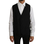 Dolce & Gabbana Elegant Black Formal Wool Blend Vest Dolce & Gabbana Black
