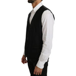 Dolce & Gabbana Elegant Black Formal Wool Blend Vest Dolce & Gabbana Light Gray