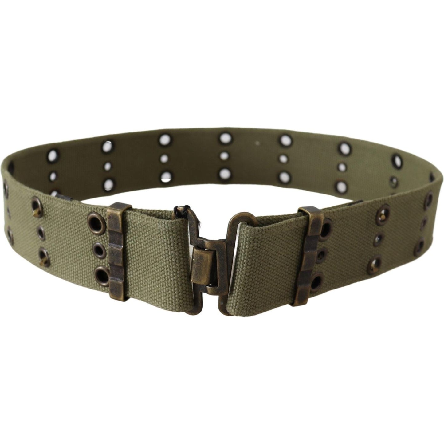 Ermanno Scervino Green 100% Cotton Rustic Bronze Buckle Belt BEL8001-85
