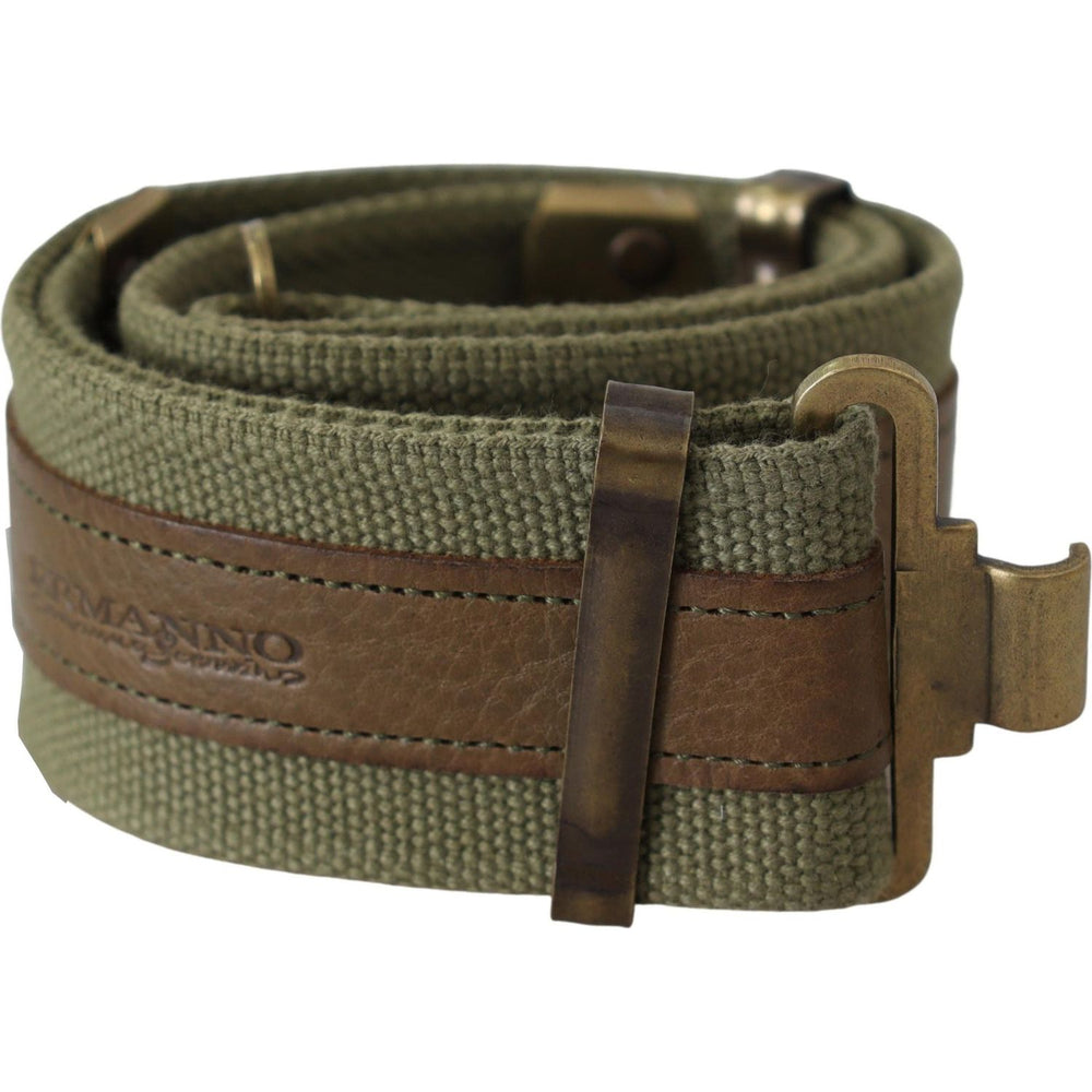Ermanno Scervino Green Leather Rustic Bronze Buckle Army Belt BEL8051-80