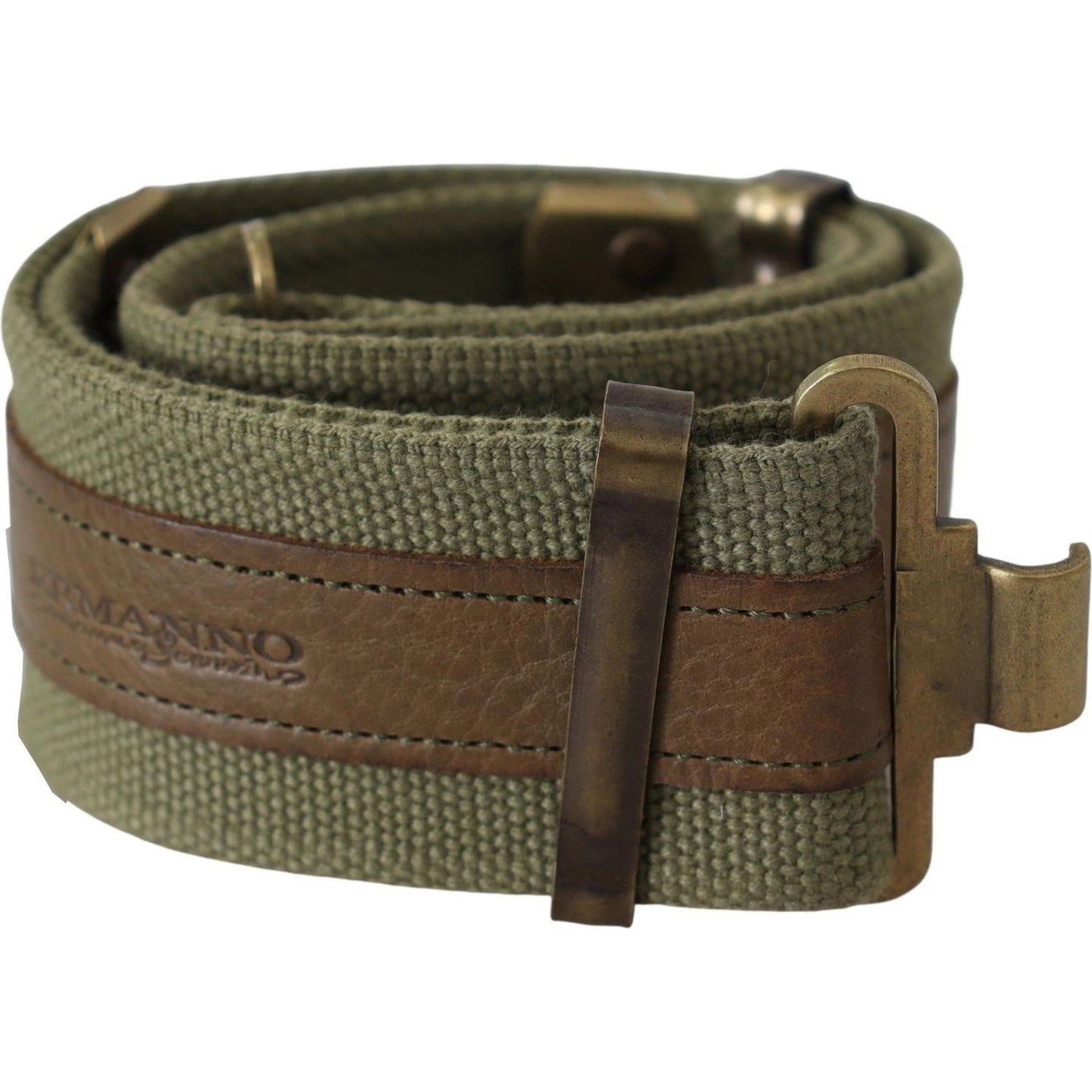 Ermanno Scervino Green Leather Rustic Bronze Buckle Army Belt BEL8051-80
