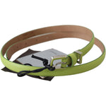 Scervino Street Green Leather Chartreuse Silver Green Buckle Belt BEL8117-85