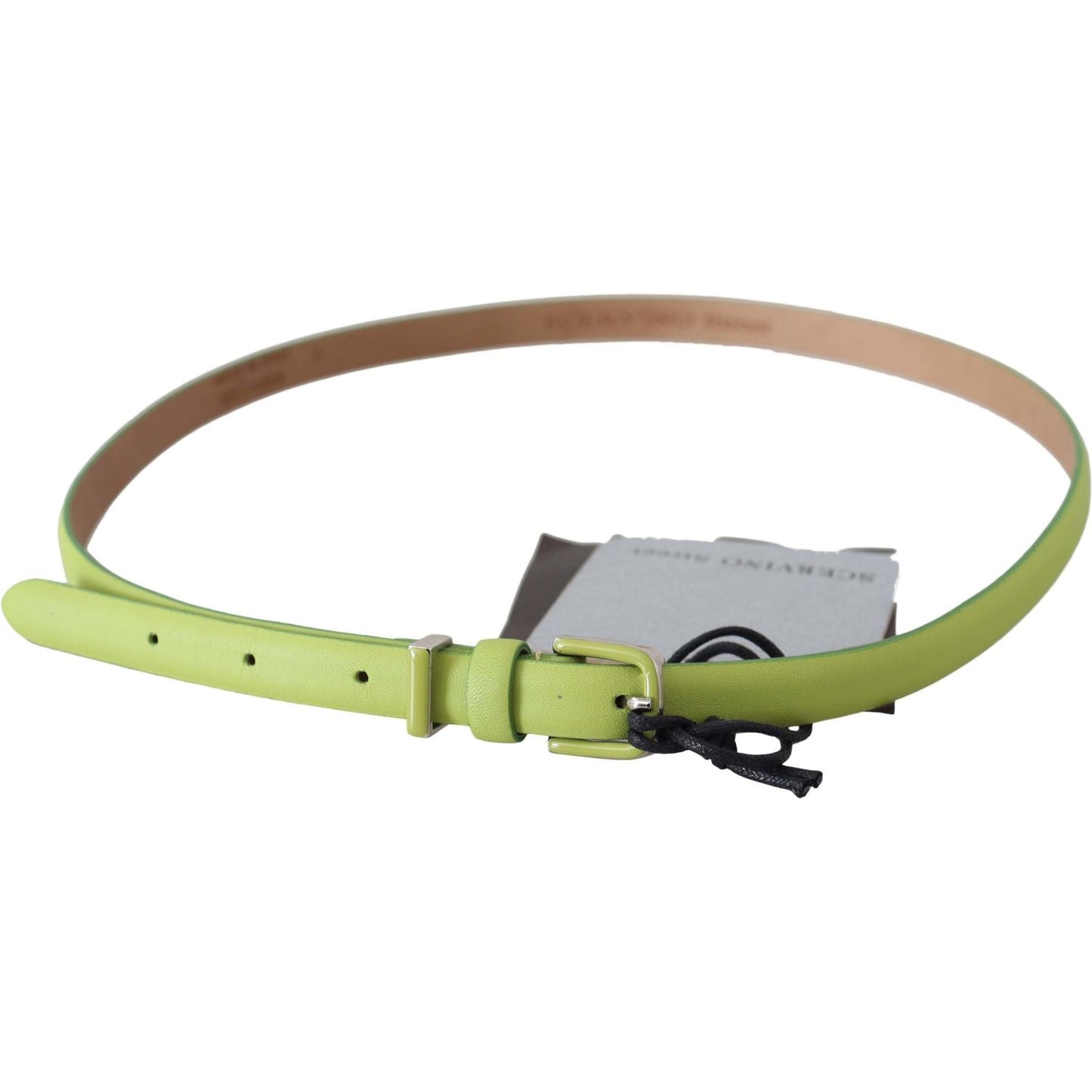 Scervino Street Green Leather Chartreuse Silver Green Buckle Belt BEL8117-85