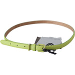 Scervino Street Green Leather Chartreuse Silver Green Buckle Belt BEL8117-85