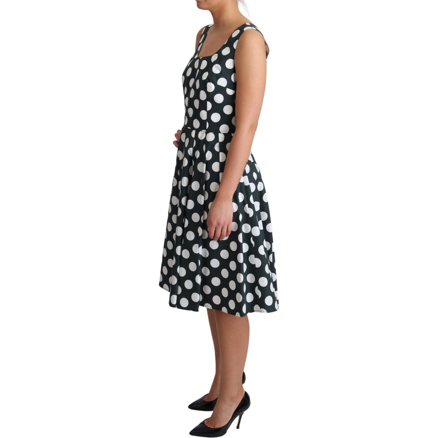 Dolce & Gabbana Green Polka Dotted Cotton A-Line Dress DR2794-40