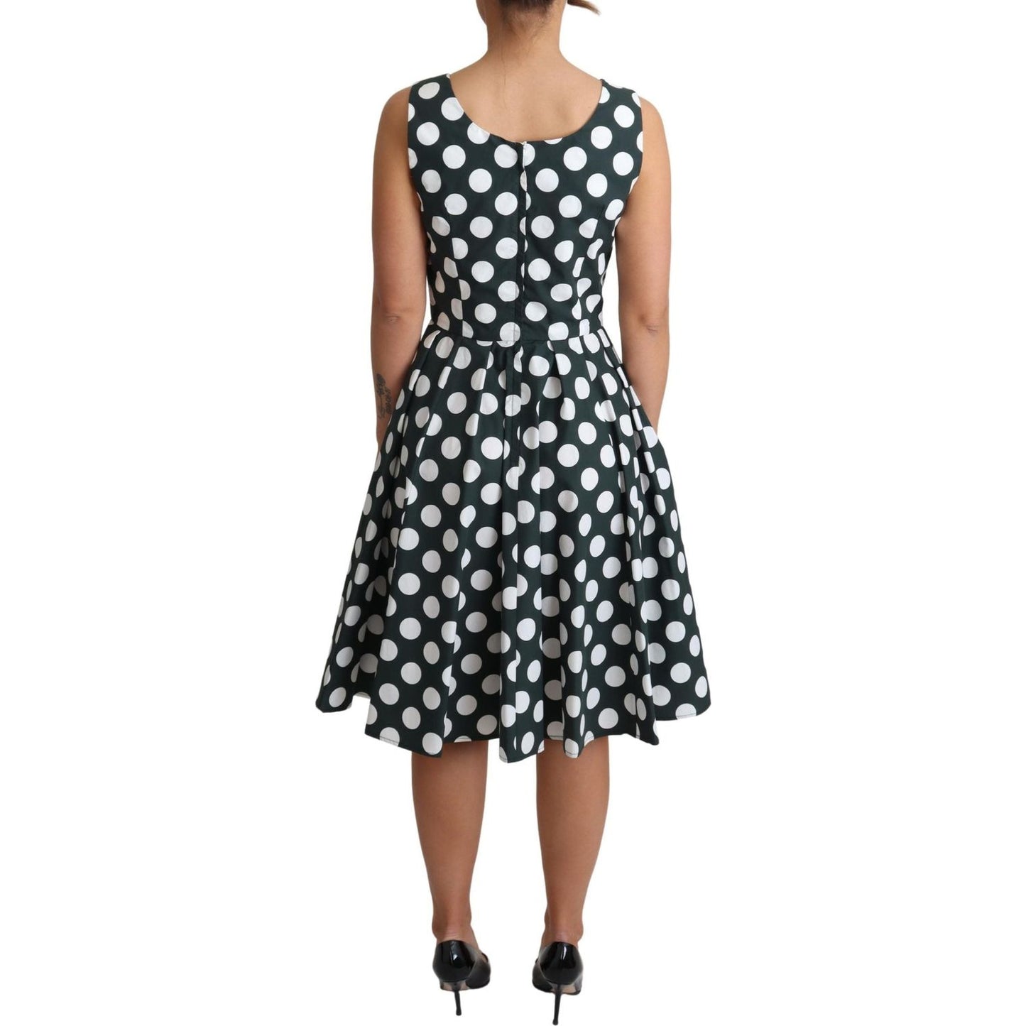 Dolce & Gabbana Green Polka Dotted Cotton A-Line Dress DR2794-40