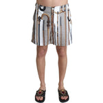Dolce & Gabbana White Walking Stick Beachwear Shorts Swimshorts BIK1070-48
