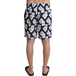 Dolce & Gabbana Multicolor Card Deck Printed Swim Trunks Dolce & Gabbana Rosy Brown