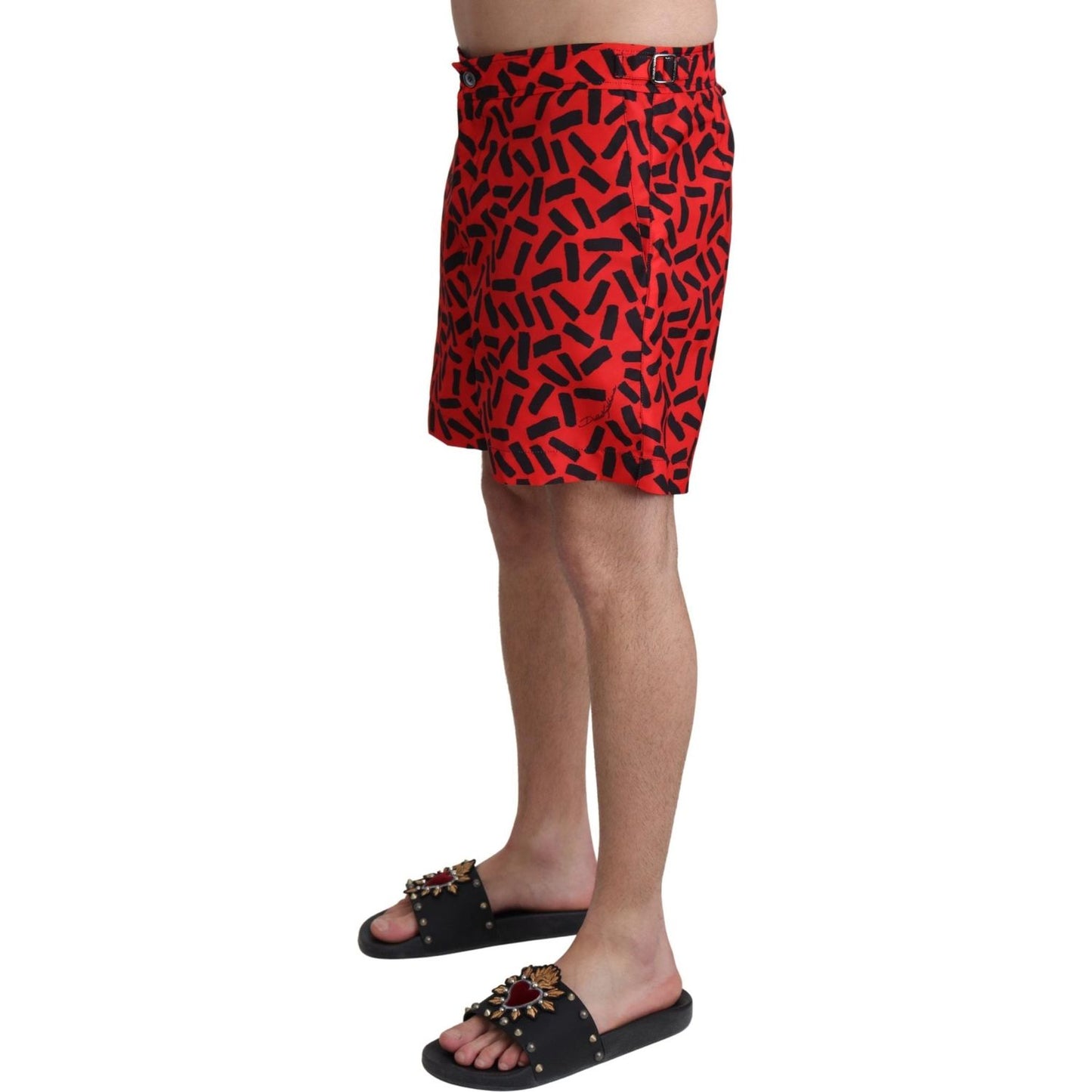 Dolce & Gabbana Red Patterned Beachwear Shorts Swimwear BIK1097-IT4