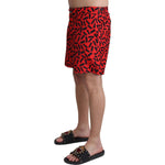 Dolce & Gabbana Red Patterned Beachwear Shorts Swimwear BIK1097-IT4