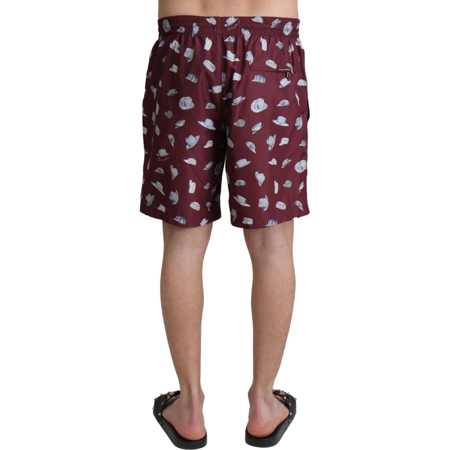 Dolce & Gabbana Maroon Hats Print Beachwear Shorts Swimwear BIK1117-IT4