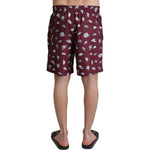 Dolce & Gabbana Maroon Hats Print Beachwear Shorts Swimwear BIK1117-IT4