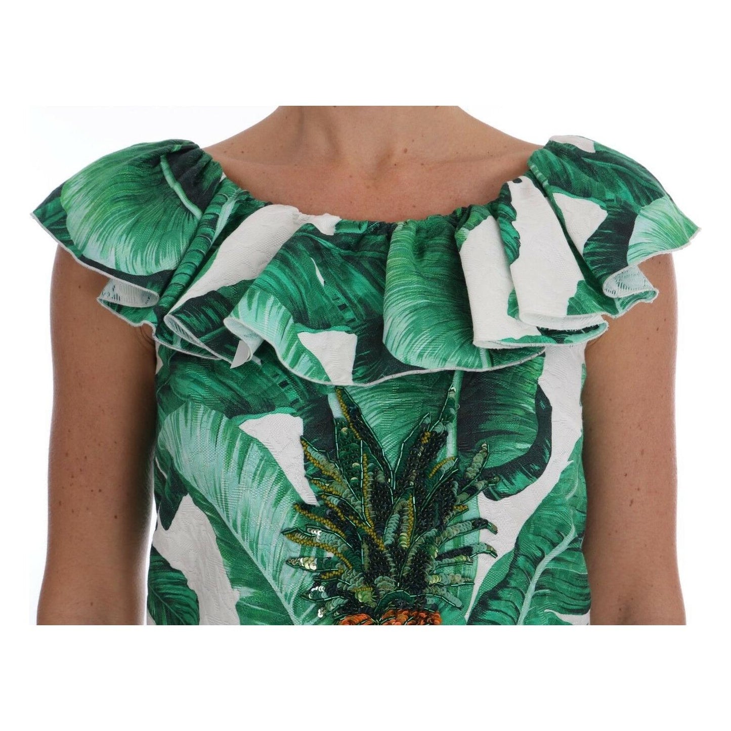 Dolce & Gabbana Pineapple Banana Sequins Blouse T-shirt TSH1648-IT36