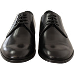 Dolce & Gabbana Black Leather Lace Up Men Dress Derby Shoes MV4168 -39