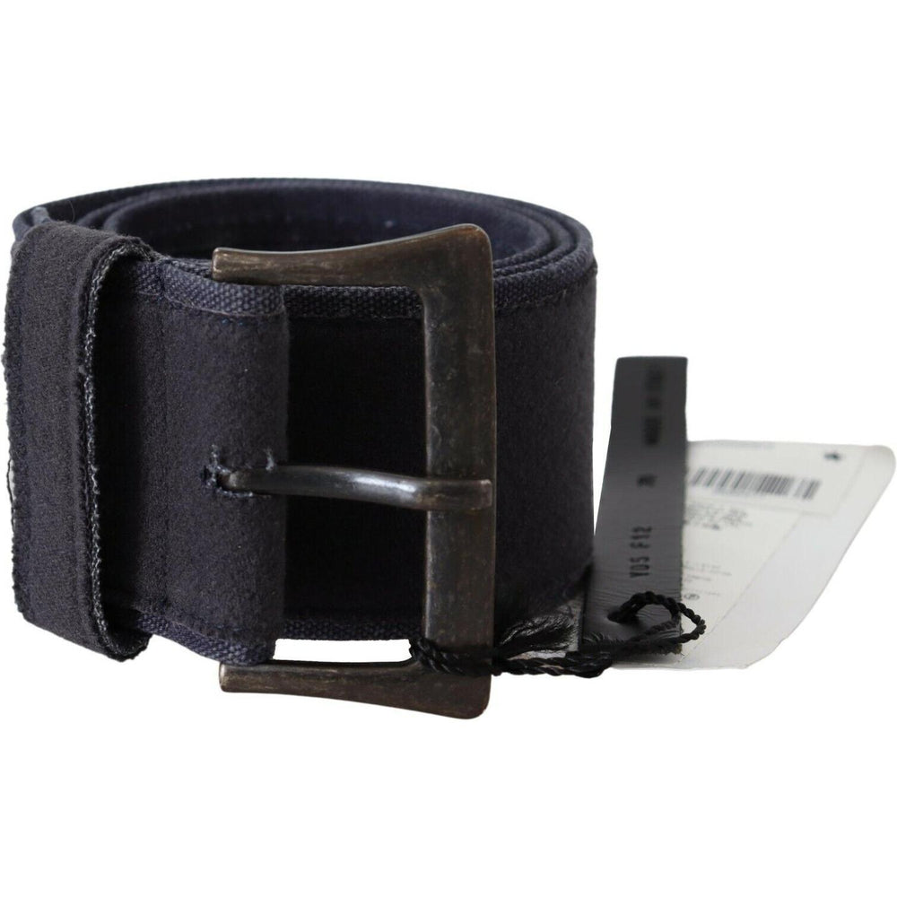 Ermanno Scervino Black Navy Blue Wide Square Rustic Buckle Belt BEL8106- 70