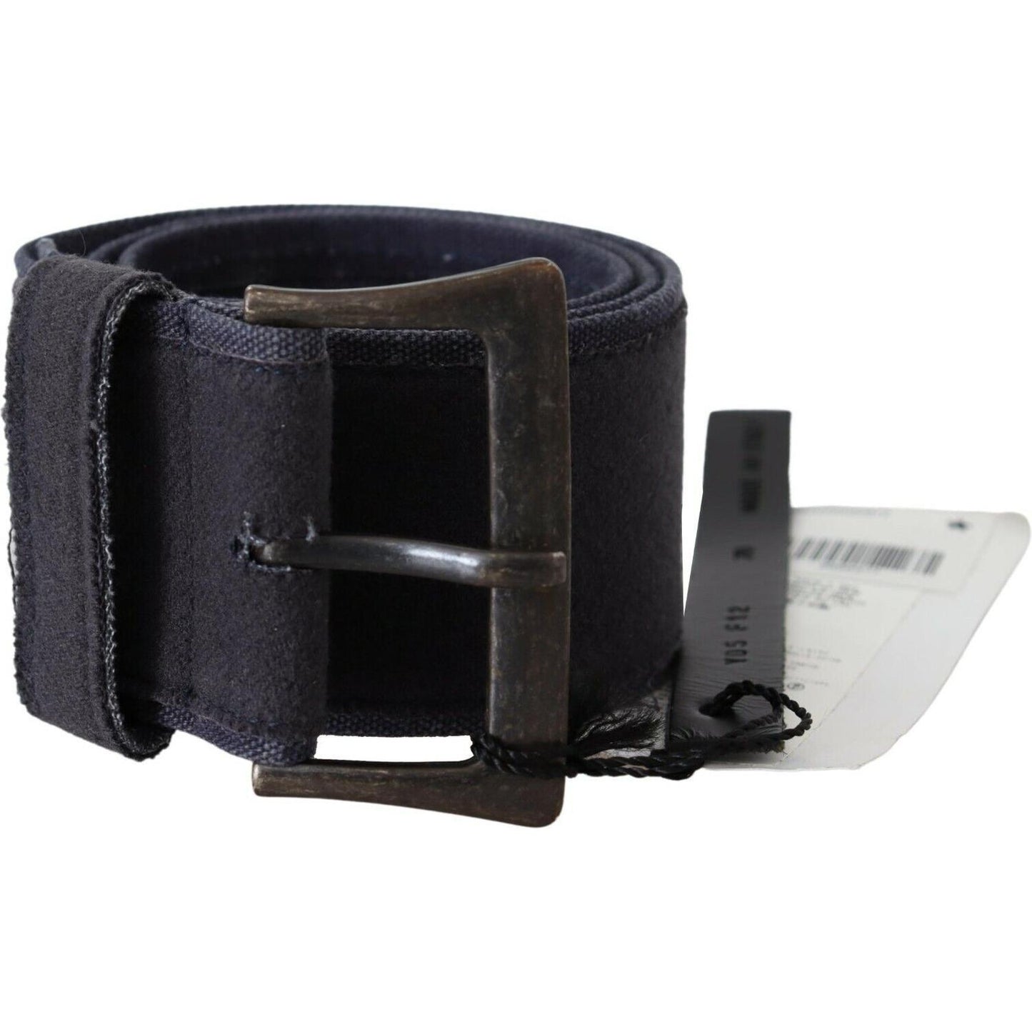 Ermanno Scervino Black Navy Blue Wide Square Rustic Buckle Belt BEL8106- 70