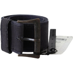 Ermanno Scervino Black Navy Blue Wide Square Rustic Buckle Belt BEL8106- 70