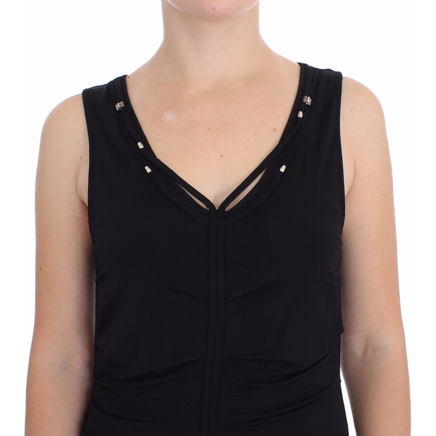 Roccobarocco Black Stretch Wiggle Pencil Sheath Bodycon Dress WOMAN DRESSES