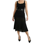 Dolce & Gabbana Black Mermaid High Waist Midi Silk Skirt SKI1388-40