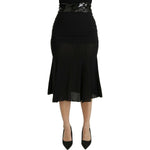 Dolce & Gabbana Black Mermaid High Waist Midi Silk Skirt SKI1388-40