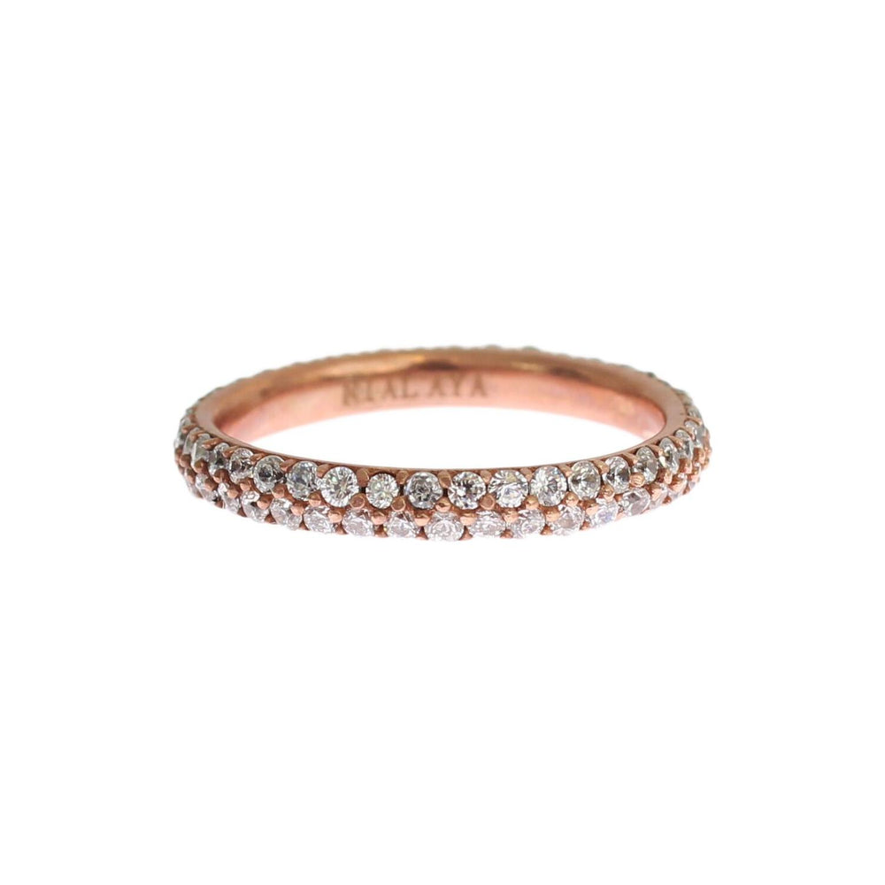 Nialaya Pink Gold 925 Silver Clear CZ Ring Nr. 32- 57