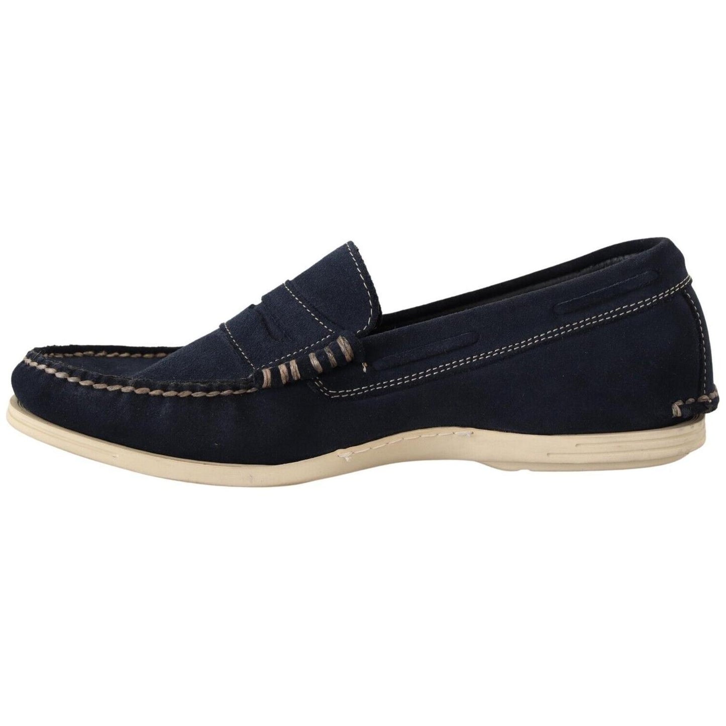 Pollini Blue Suede Low Top Mocassin Loafers Casual Men Shoes MV4283 - 40