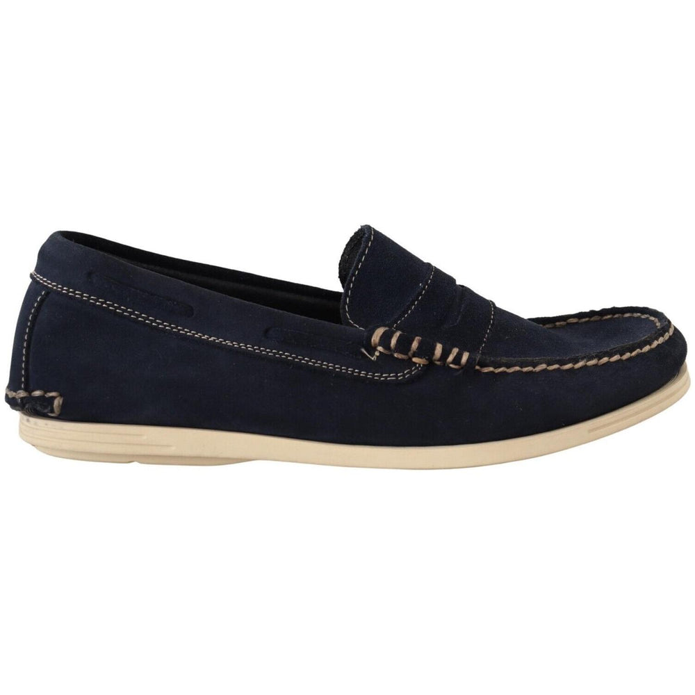 Pollini Blue Suede Low Top Mocassin Loafers Casual Men Shoes MV4283 - 40