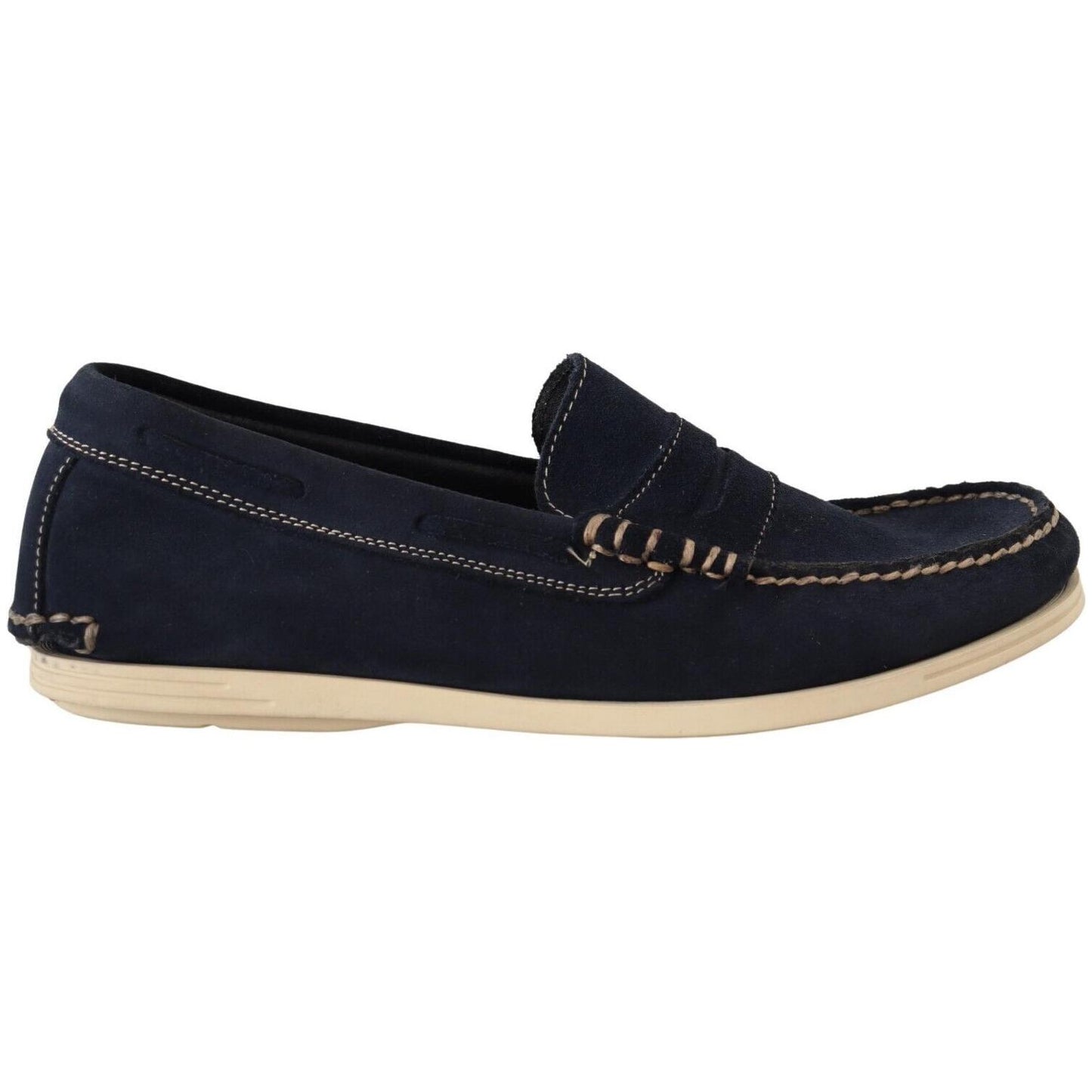 Pollini Blue Suede Low Top Mocassin Loafers Casual Men Shoes MV4283 - 40