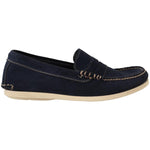 Pollini Blue Suede Low Top Mocassin Loafers Casual Men Shoes MV4283 - 40