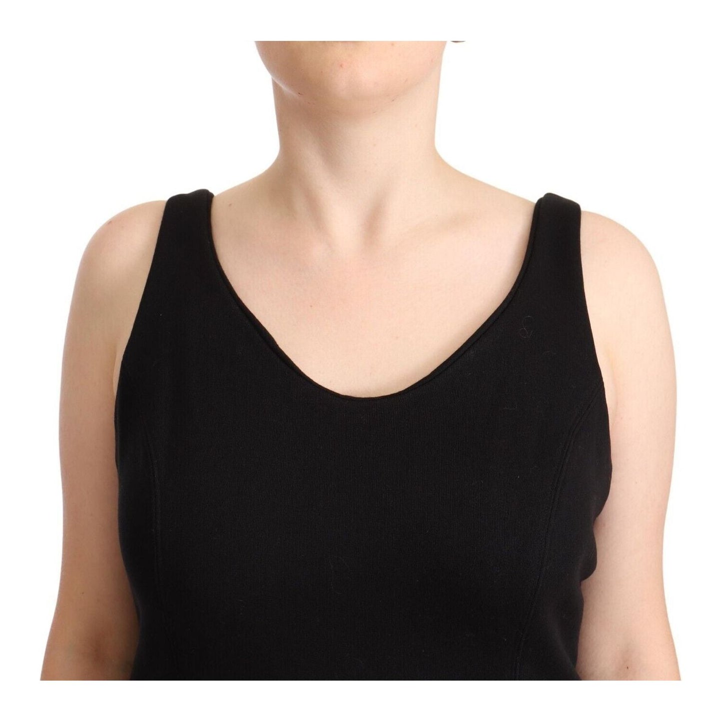 Ermanno Scervino Black Cotton Sleevelesss Tank Casual Top WOMAN TOPS AND SHIRTS
